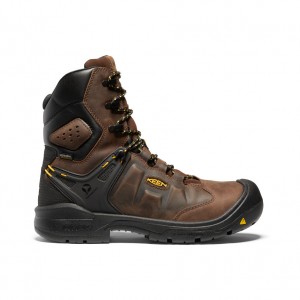 Keen Dover 8" Waterproof Férfi Munkabakancs Barna Fekete | PUP6157LI