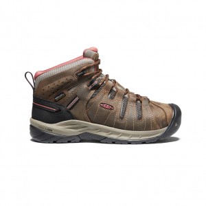 Keen Flint II Waterproof Női Munkabakancs Barna Sötétpiros | OYC6655EH