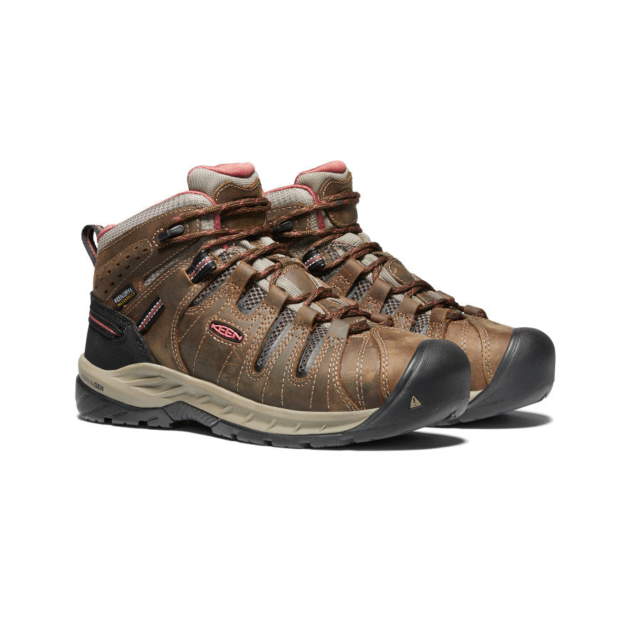 Keen Flint II Waterproof Női Munkabakancs Barna Sötétpiros | OYC6655EH